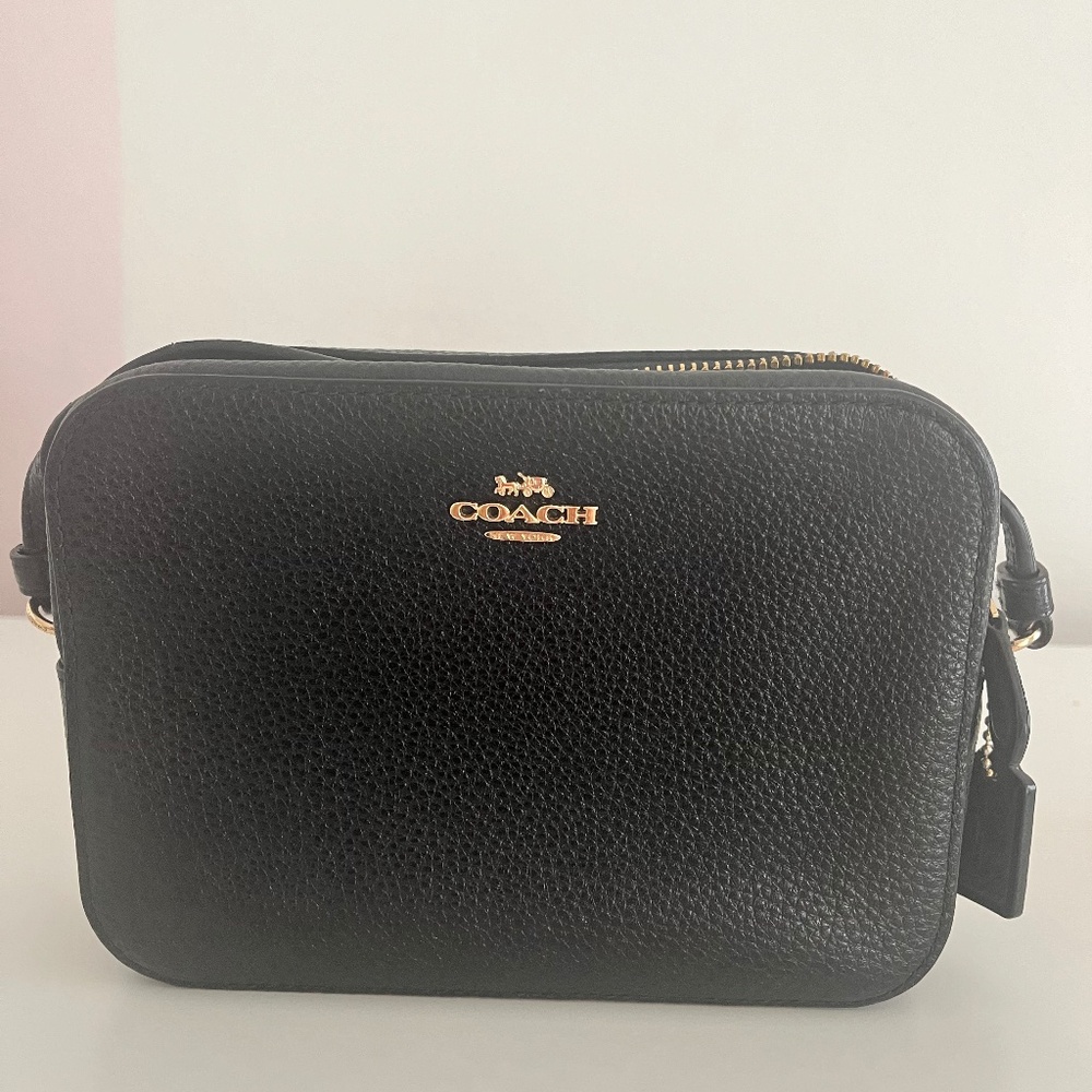 Black small Coach camera mini crossbody bag